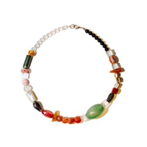 Naszyjnik handmade z kamieni naturalnych, szkła i masy perłowej